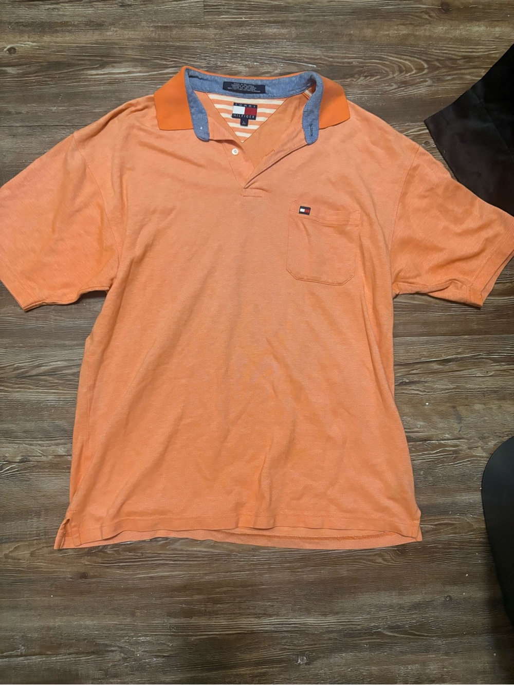 Tommy Hilfiger Orange Polo with Contrast Collar